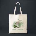 Kid's name cute whimsical books library bag<br><div class="desc">Design of cute,  whimsical art illustration of girl with butterflies coming out of a book,  suitable for a children's library bag or book bag. The name can be customized. Bright and colorful,  this is a happy design for kids of all ages.</div>