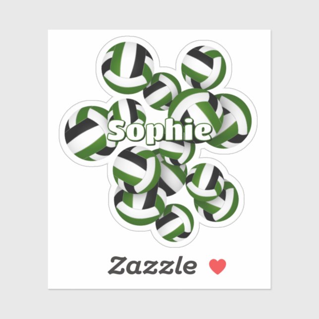 kids name green black team colours volleyballs (Sheet)