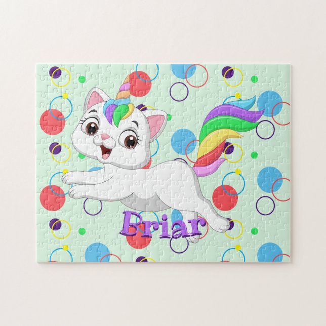 Kids Name Happy Kittycorn Puzzle Learning Activity (Horizontal)