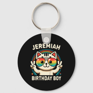 Kids Name Jeremiah Birthday Boy Cat  Keychain