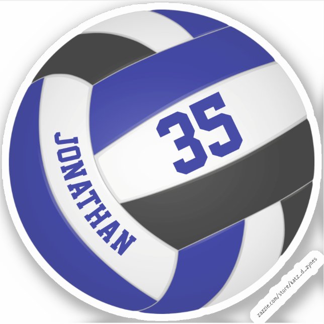 kids name jersey number blue black volleyball (Front)