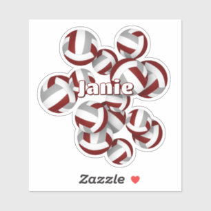 kids name maroon grey team colours volleyballs