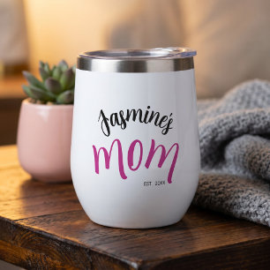 Kid's Name New Mom Est Custom Year White Pink