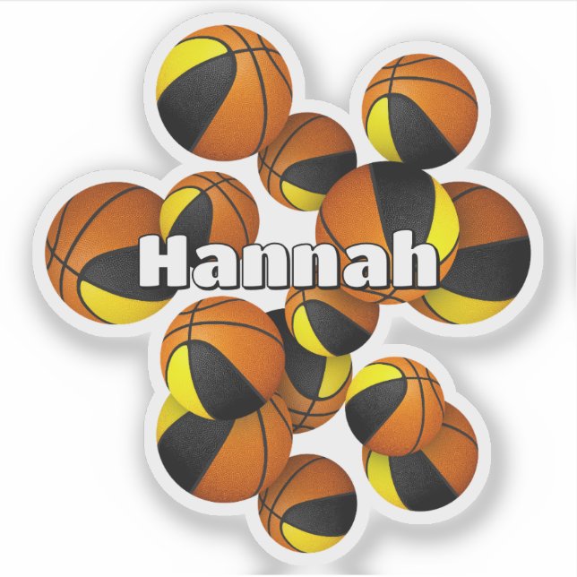 kids name on black gold team colours basketballs (Front)