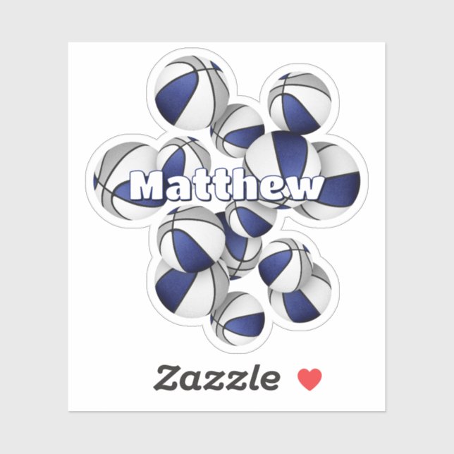 kids name on blue grey team colours basketballs (Sheet)