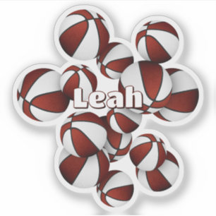 kids name on maroon white team colours basketballs