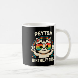 Kids Name Peyton Birthday Girl Cat  Coffee Mug