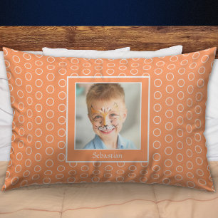 Kids Name Photo Orange Personalized Pillowcase
