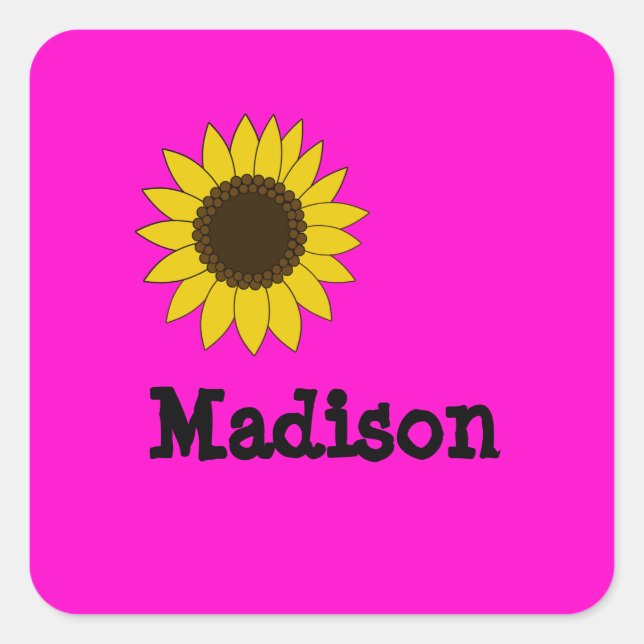 Kids Name Sunflower Stickers (Front)