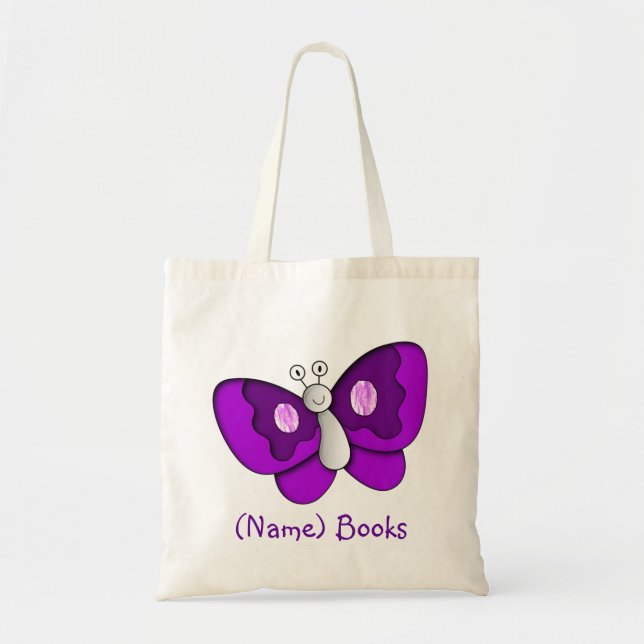 Kids named id butterfly book tote bag (Front)