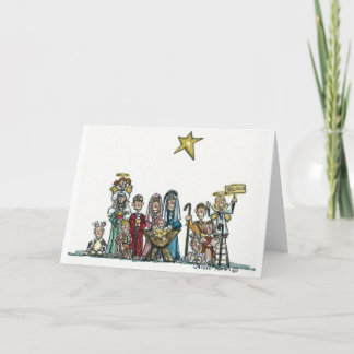 kids nativity scene holiday card