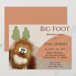 Kids Nature Big Foot/ Sasquatch Birthday Party   Invitation