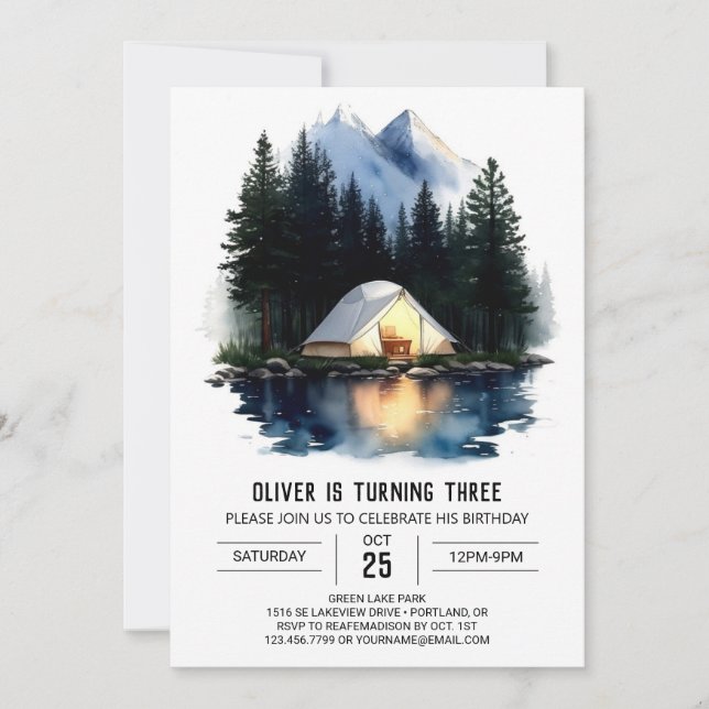 Kids' Nature Retreat Birthday Invitation (Front)