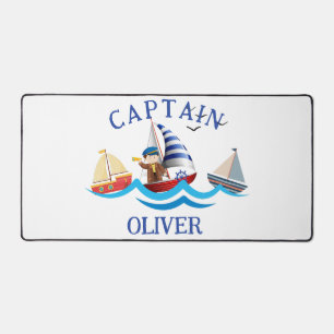 Kids Nautical Boat Captain Personalized Desk Mat