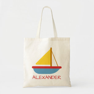 Kids Nautical Toy Sailboat Personalized Toy Tote Bag