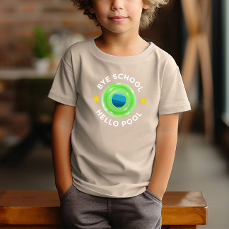 Kids Neon Lime Green Pool Fun Summer Time T-Shirt