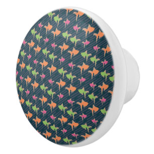 Kids Neon Retro Goldfish Pattern Ceramic Knob