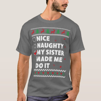 Kids Nice Naughty List Ugly Christmas Design Funny T-Shirt