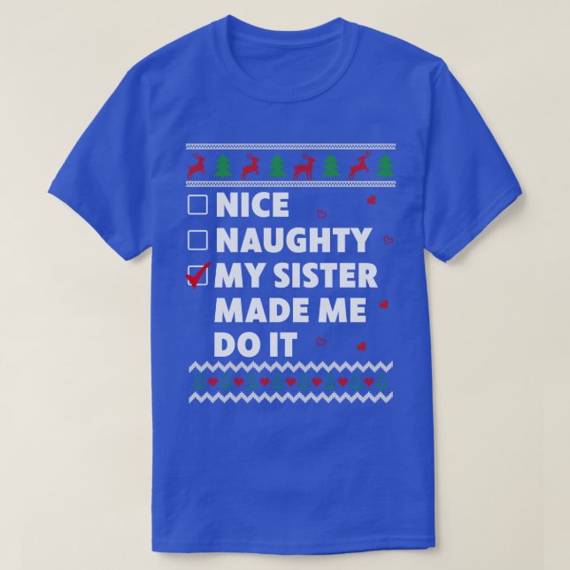 Kids Nice Naughty List Ugly Christmas Design Funny T-Shirt (Design Front)