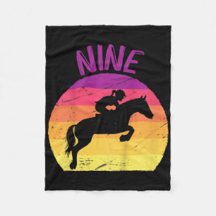Kids Nine 9th Birthday Party Horse Rider Horseback Fleece Blanket