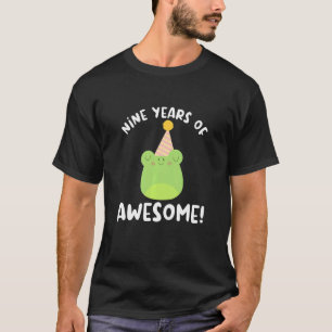 Kids Nine Years Of Awesome Frog Ninth Birthday 9 Y T-Shirt