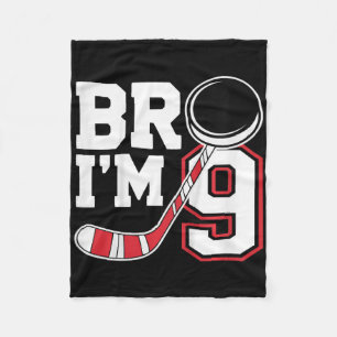 Kids Nine Years Old Tee 9th Birthday Hockey Player Fleece Blanket