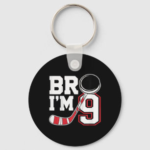 Kids Nine Years Old Tee 9th Birthday Hockey Player Keychain