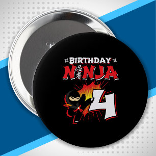 Kids Ninja Birthday Party Gift - 4 Year Old Inch Round Button