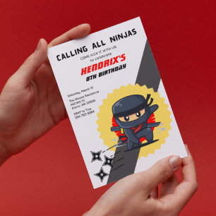 Kids Ninja Karate Anniversaire Fête Invitation