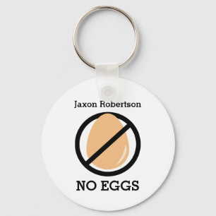 Kids No Eggs Allergy Alert Personalized Keychain