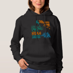 Kids Noah Saurus 4th Birthday Boys Rex Bday Party Hoodie
