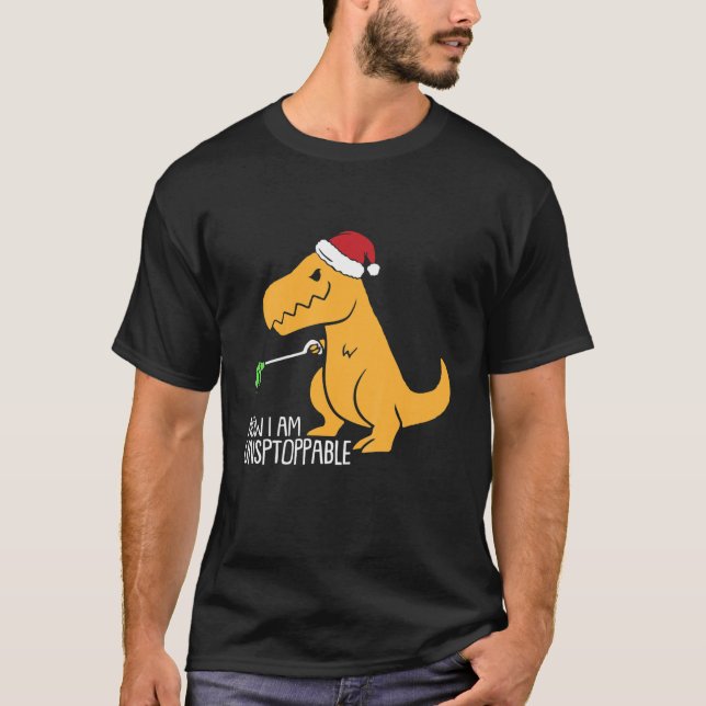 Kids Now Im Unstoppable Rex Christmas Dinosaur Boy T-Shirt (Front)