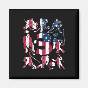 Kids Number 3 Years Ice Hockey 3rd Birthday Magnet