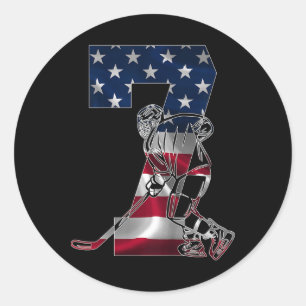 Kids Number 7 Years Ice Hockey 7th Birthday Classic Round Sticker