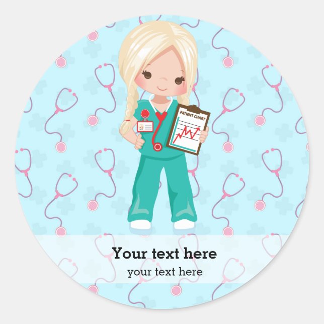 Kids nurse classic round sticker (Front)