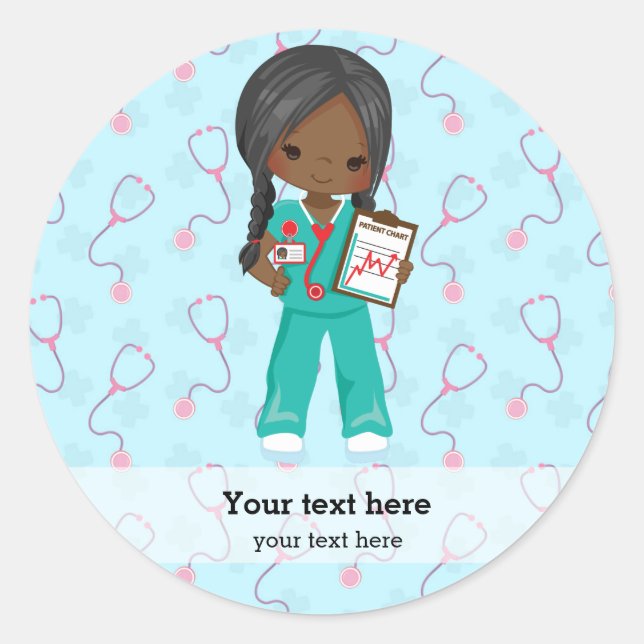 Kids nurse classic round sticker (Front)