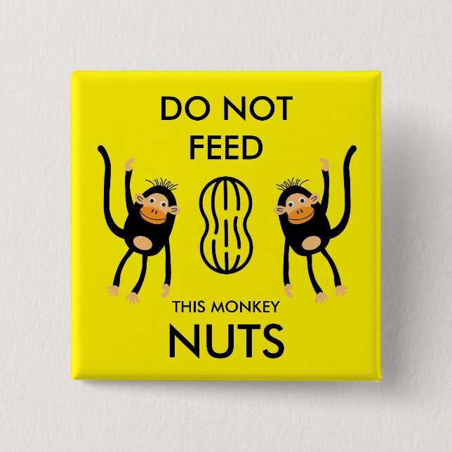 Kids Nut Allergy Warning 2 Inch Square Button (Front)