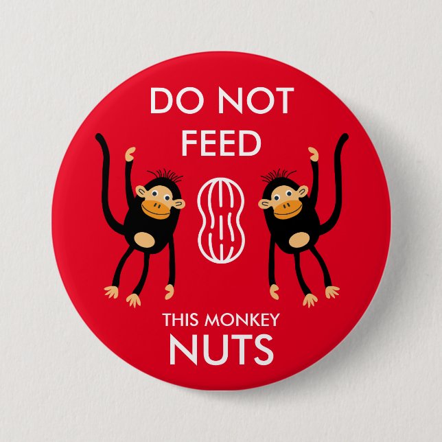 Kids Nut Allergy Warning 3 Inch Round Button (Front)