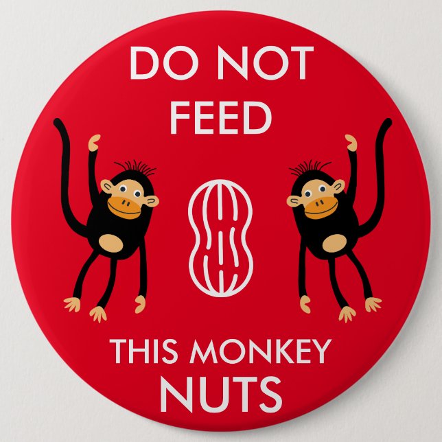 Kids Nut Allergy Warning 6 Inch Round Button (Front)