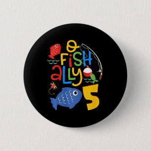 Kids O-fish-ally Five Birthday Decorations 5 Year  2 Inch Round Button