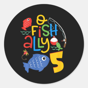Kids O-fish-ally Five Birthday Decorations 5 Year Classic Round Sticker