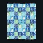 Kids Octopus Winter Sports Patchwork Personalized  Fleece Blanket<br><div class="desc">Kids Octopus Winter Sports Patchwork Personalized Quilt Pattern Blanket. Octopus and Snowman pattern with winter sports,  skiing,  sledding,  and snowboarding. Winter Holiday Christmas or Hanukah or winter birthday.</div>