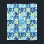 Kids Octopus Winter Sports Patchwork Personalized  Fleece Blanket<br><div class="desc">Kids Octopus Winter Sports Patchwork Personalized Quilt Pattern Blanket. Octopus and Snowman pattern with winter sports,  skiing,  sledding,  and snowboarding. Winter Holiday Christmas or Hanukah or winter birthday.</div>