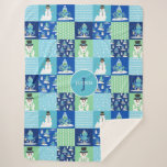 Kids Octopus Winter Sports Patchwork Personalized  Sherpa Blanket<br><div class="desc">Kids Octopus Winter Sports Patchwork Personalized Quilt Pattern Blanket. Octopus and Snowman pattern with winter sports,  skiing,  sledding,  and snowboarding. Winter Holiday Christmas or Hanukah or winter birthday.</div>