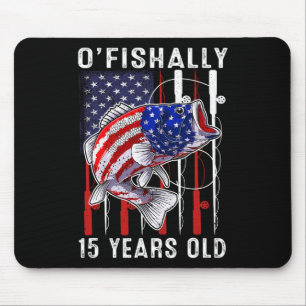 Kids O'fishally 15 Years Old Birthday 15th Birthda Mouse Pad
