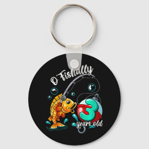 Kids O'fishally 3 Years Old 3rd Birthday Fishing Keychain