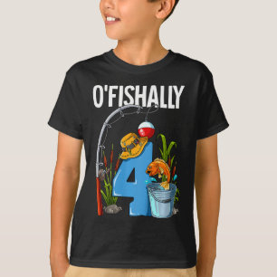 Kids O'fishally 4 Years Old 4th Birthday Fishing T-Shirt