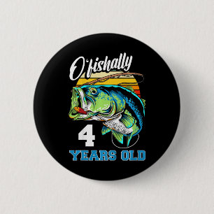 Kids Ofishally 4 Years Old Fisherman 4th Birthday 2 Inch Round Button