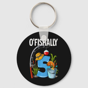 Kids O'fishally 5 Years Old 5th Birthday Fishing Keychain