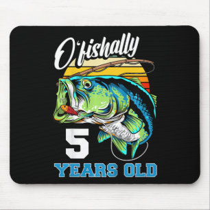 Kids Ofishally 5 Years Old Fisherman 5th Birthday Mouse Pad